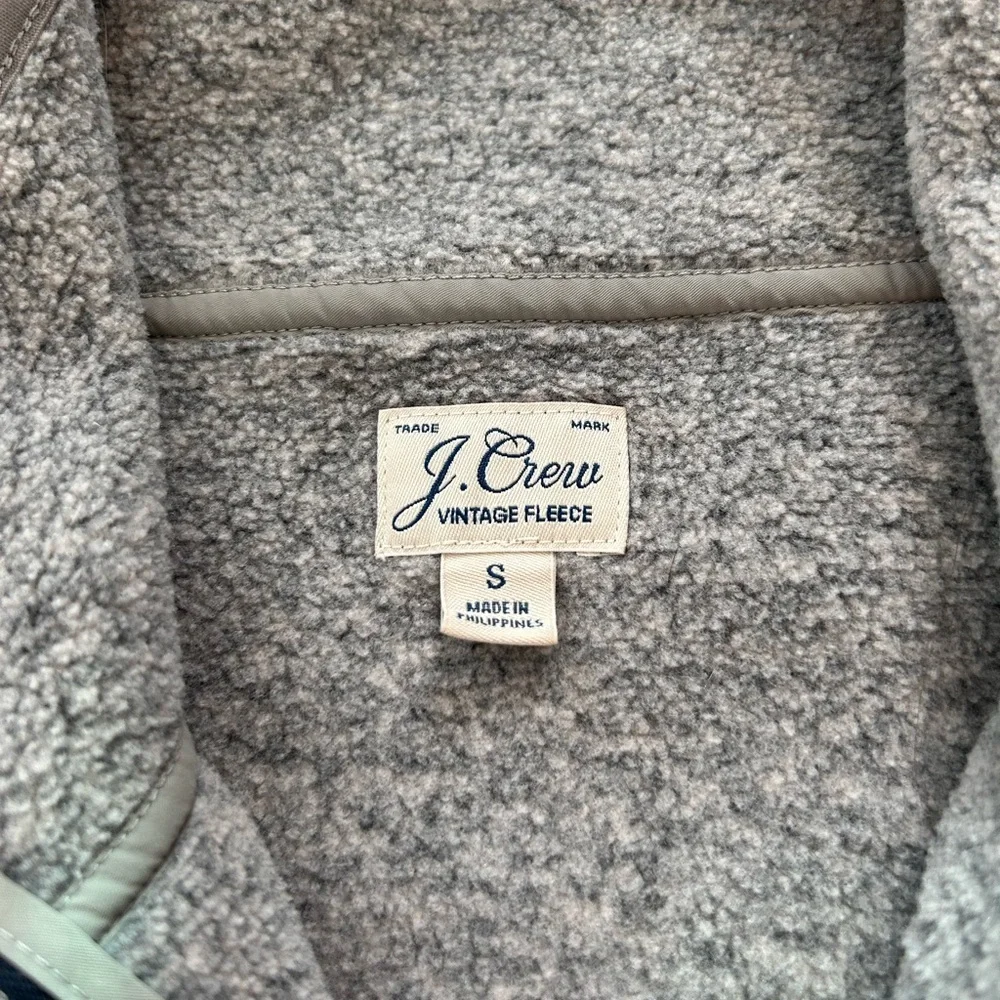 J Crew Vintage Fleece 1/2 Zip Gray Women’s  High Neck w Pocket w Zipper  Size S